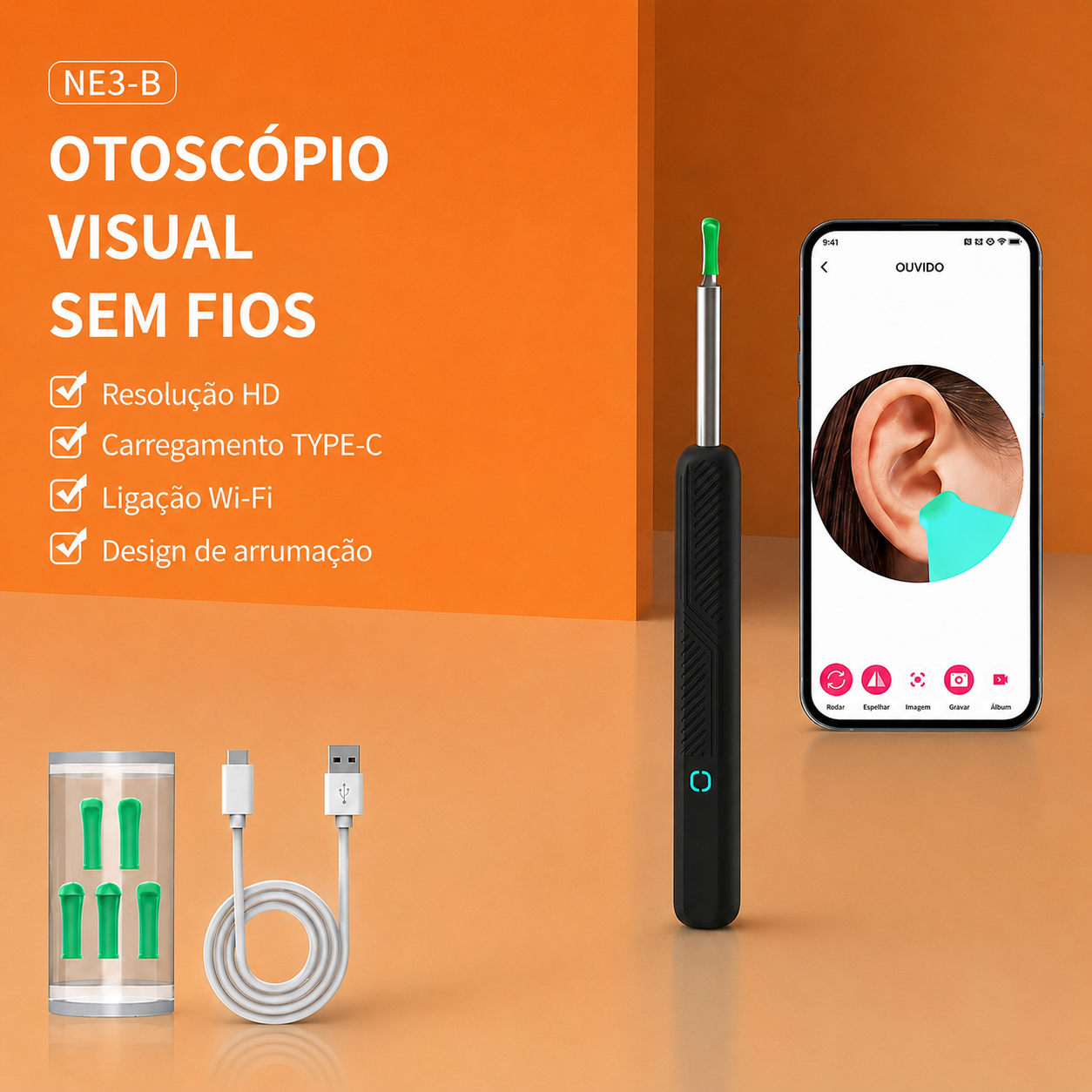 Otoscópio com câmara